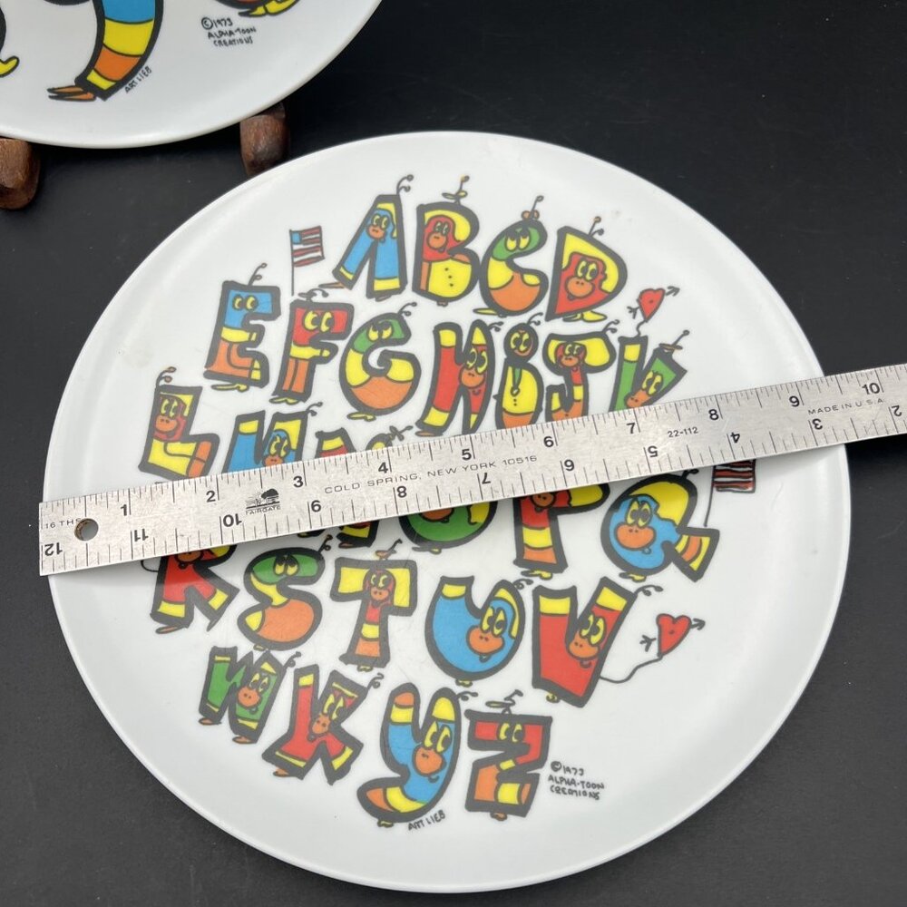 2 Vintage ART LIEB Alpha-Toon Creations 1973 Plastic Plates A-B-C & 1-2-3 - Picture 2 of 9